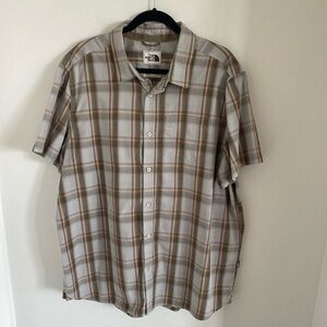 The North Face Men's Brown Plaid Shirt Short Sleeve Button Up Size XXL